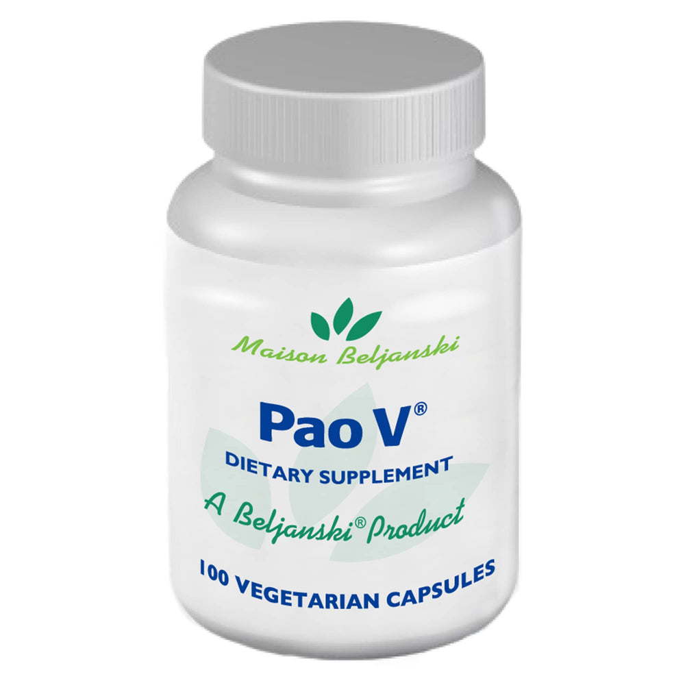 Beljanski Pao V bottle front signals daily wellness support.