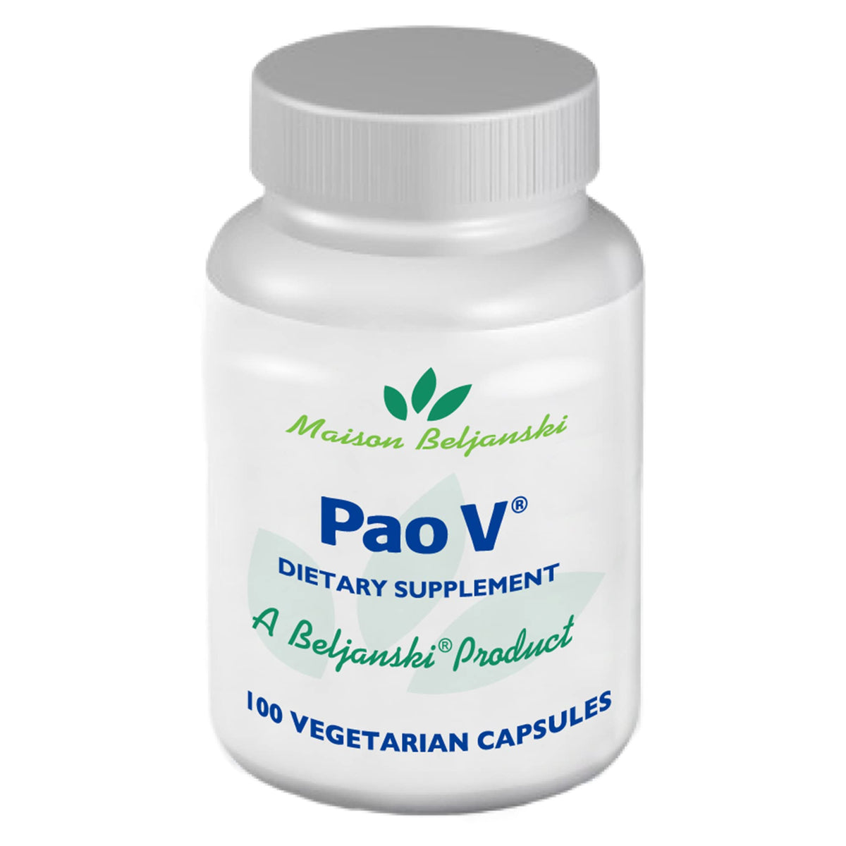 Beljanski Pao V bottle front signals daily wellness support.