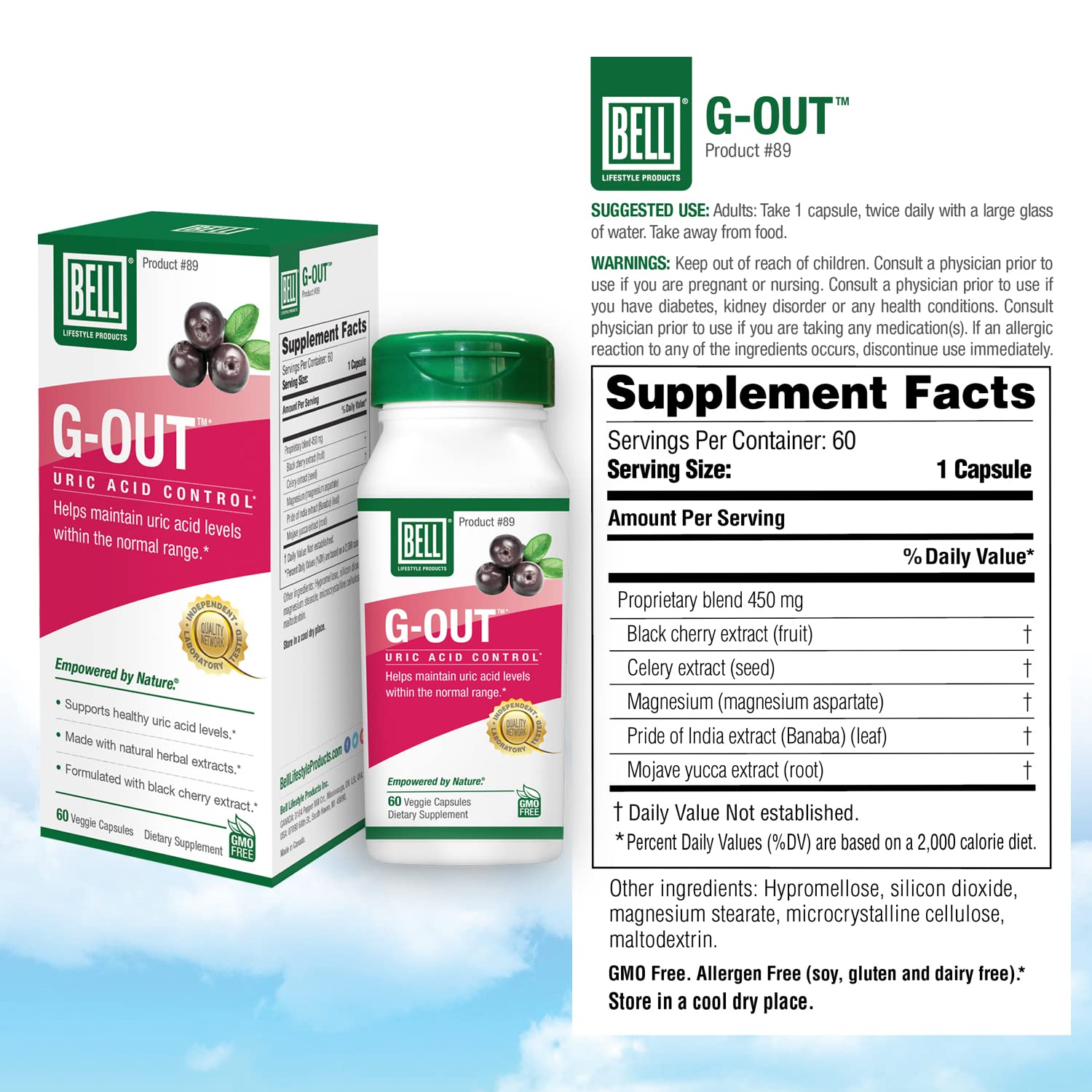 Bell packaging montage shows vegan and allergen-free formulation