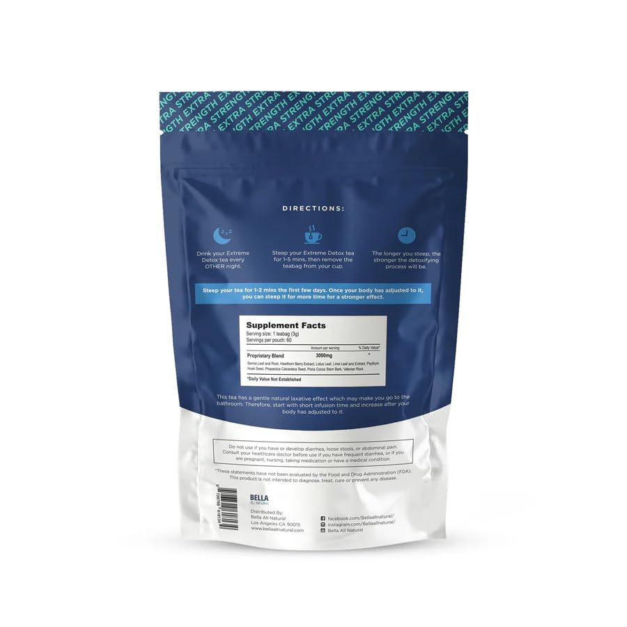 Bella All Natural Extreme Detox Tea loose leaves close-up, ideal for a calming ritual.