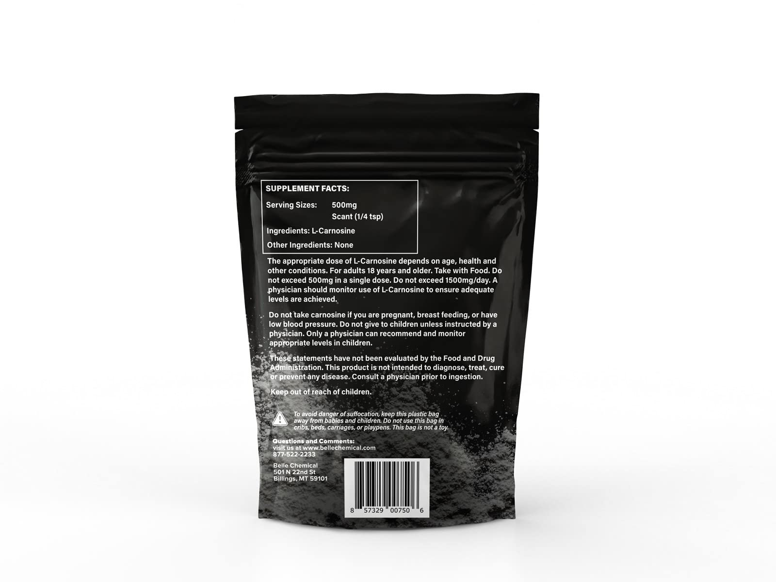 Belle Chemical Pure L-Carnosine Powder jar shows consistent texture ideal for measured dosing.