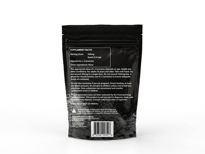 Belle Chemical Pure L-Carnosine Powder jar shows consistent texture ideal for measured dosing.
