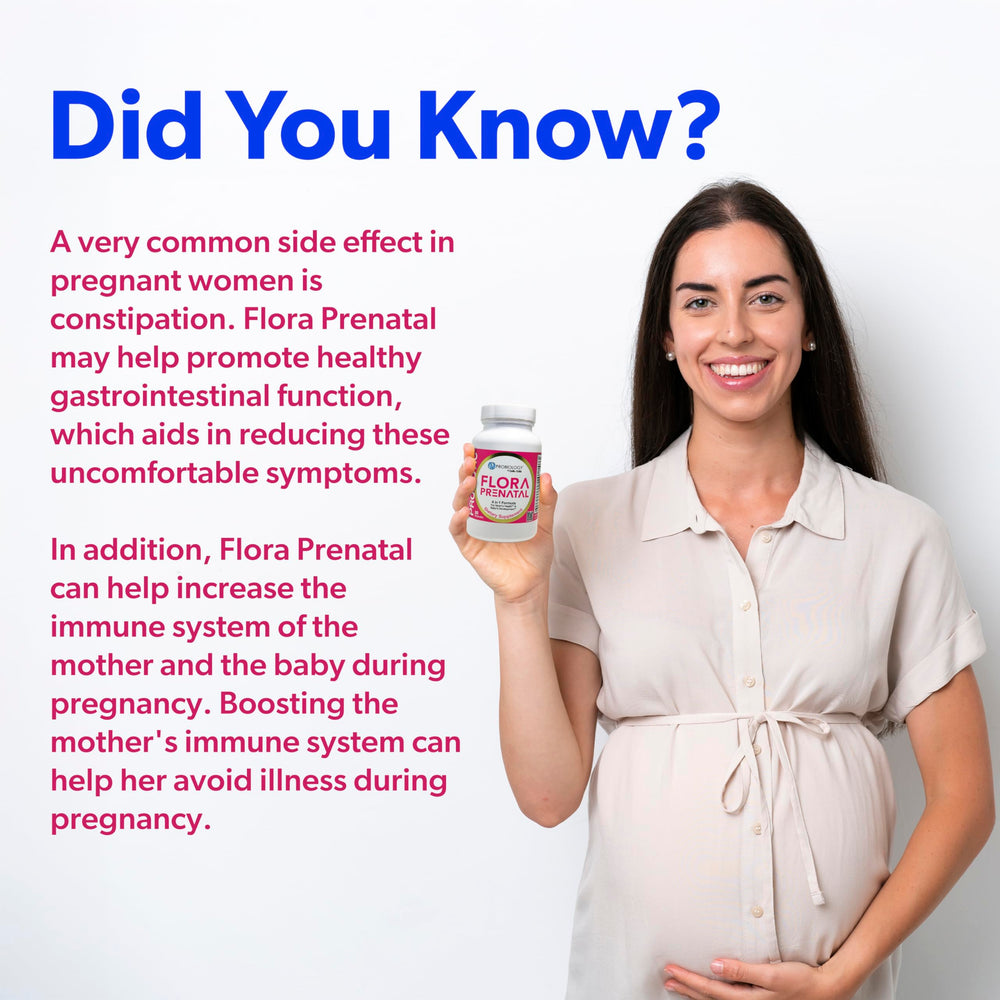 bellebella Probiology Flora prenatal digestive-balance image shows cranberry and folic acid benefits.