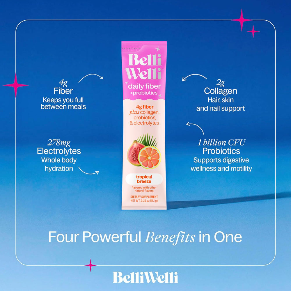 Belli Welli organic acacia fiber label highlights digestion support and regularity.