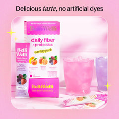 Belli Welli organic acacia fiber bottle highlighting natural prebiotic support.