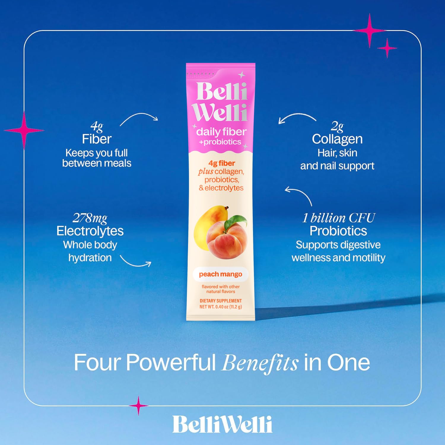 Belli Welli probiotic-collagen-electrolyte packets for daily gut support