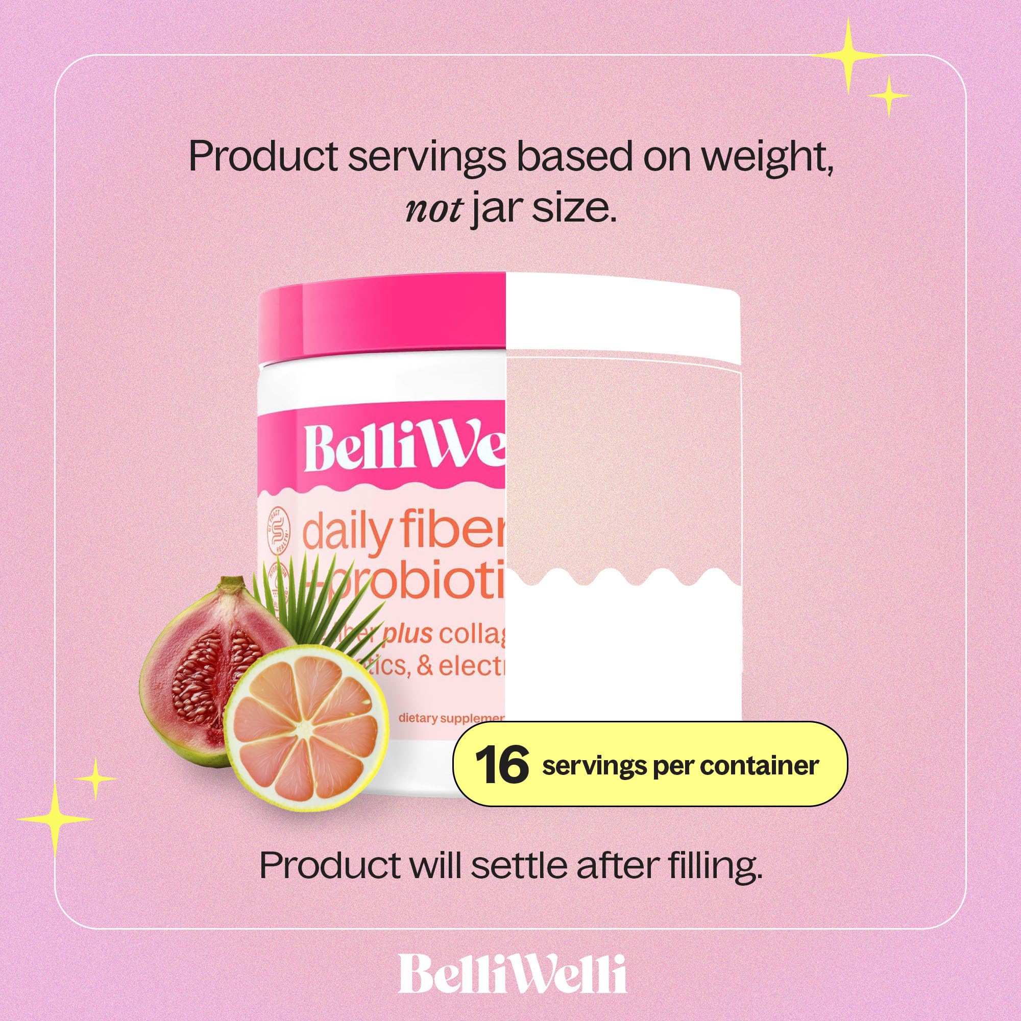 Belli Welli fiber powder in a shaker bottle for on-the-go mixing