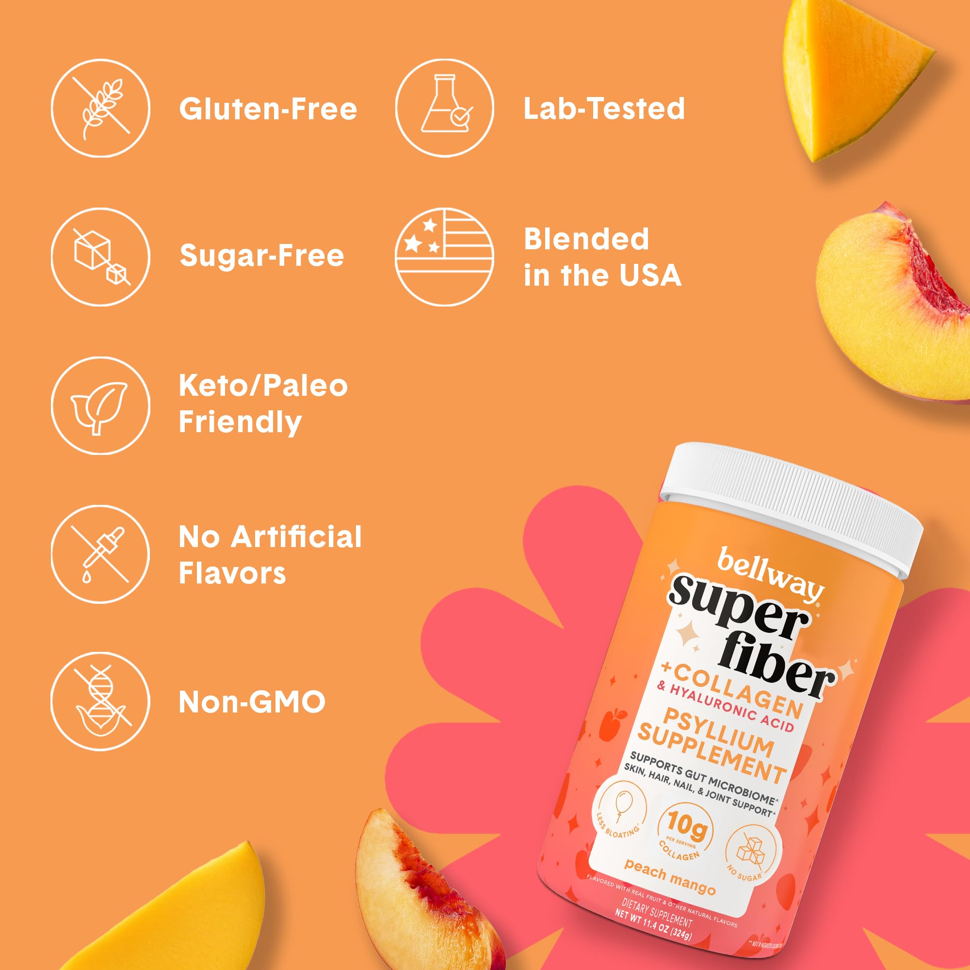 Real fruit flavor hints at natural taste and prebiotic benefits.