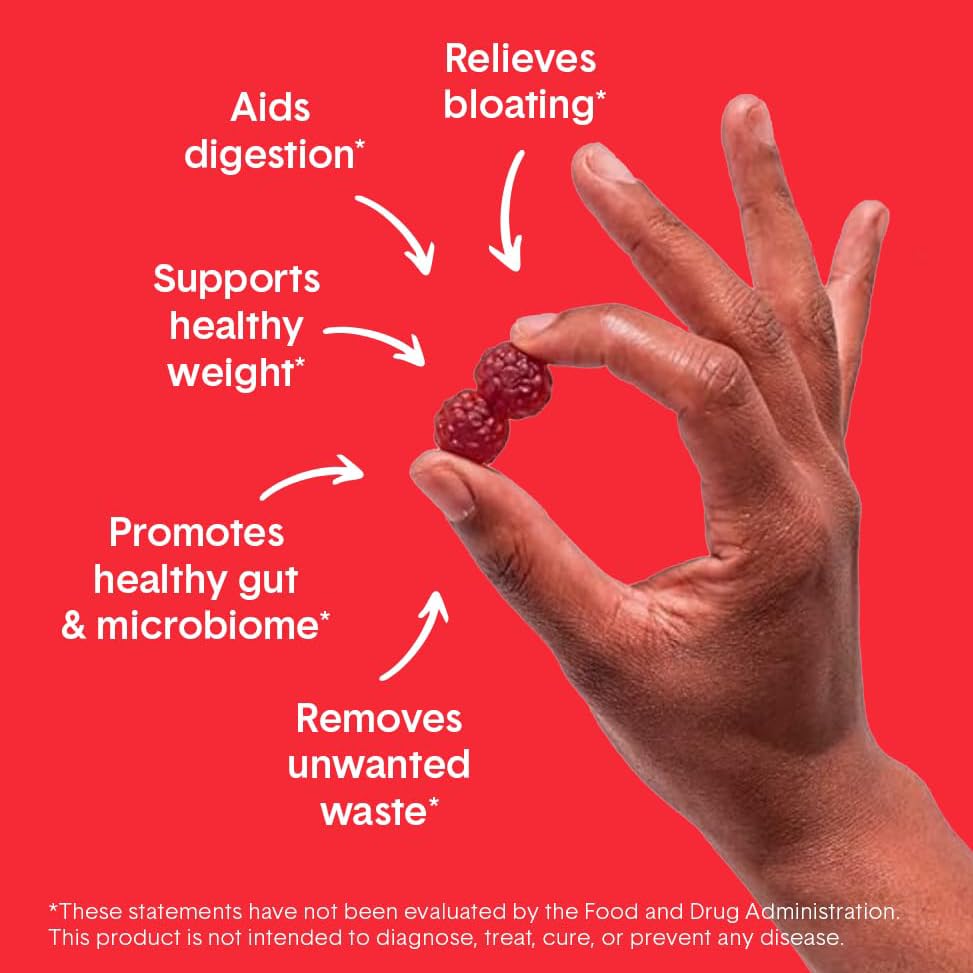 Close-up of Bellway gummies showing raspberry-lemon flavor and texture.