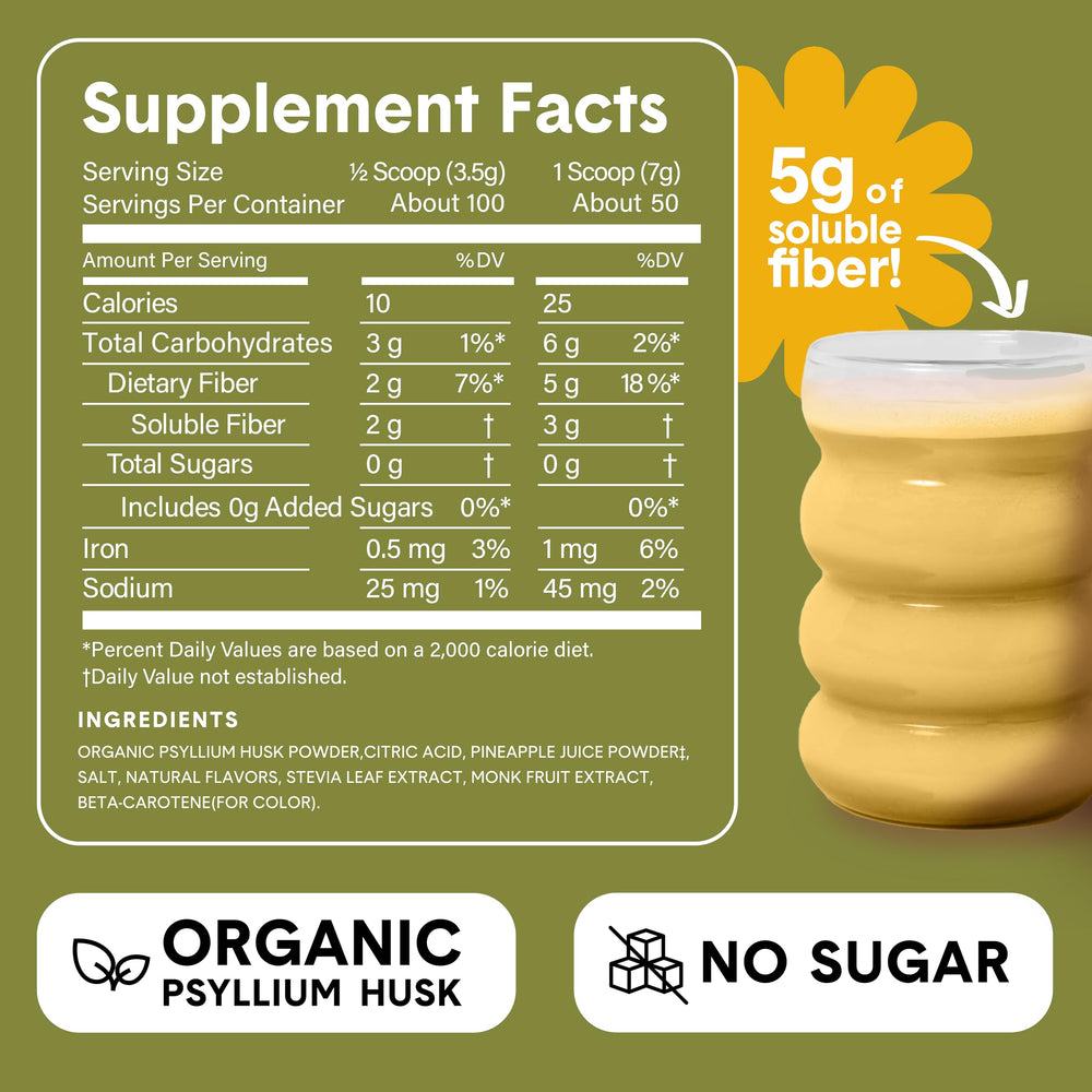 Bellway Super Fiber close-up of organic psyllium husk powder texture.