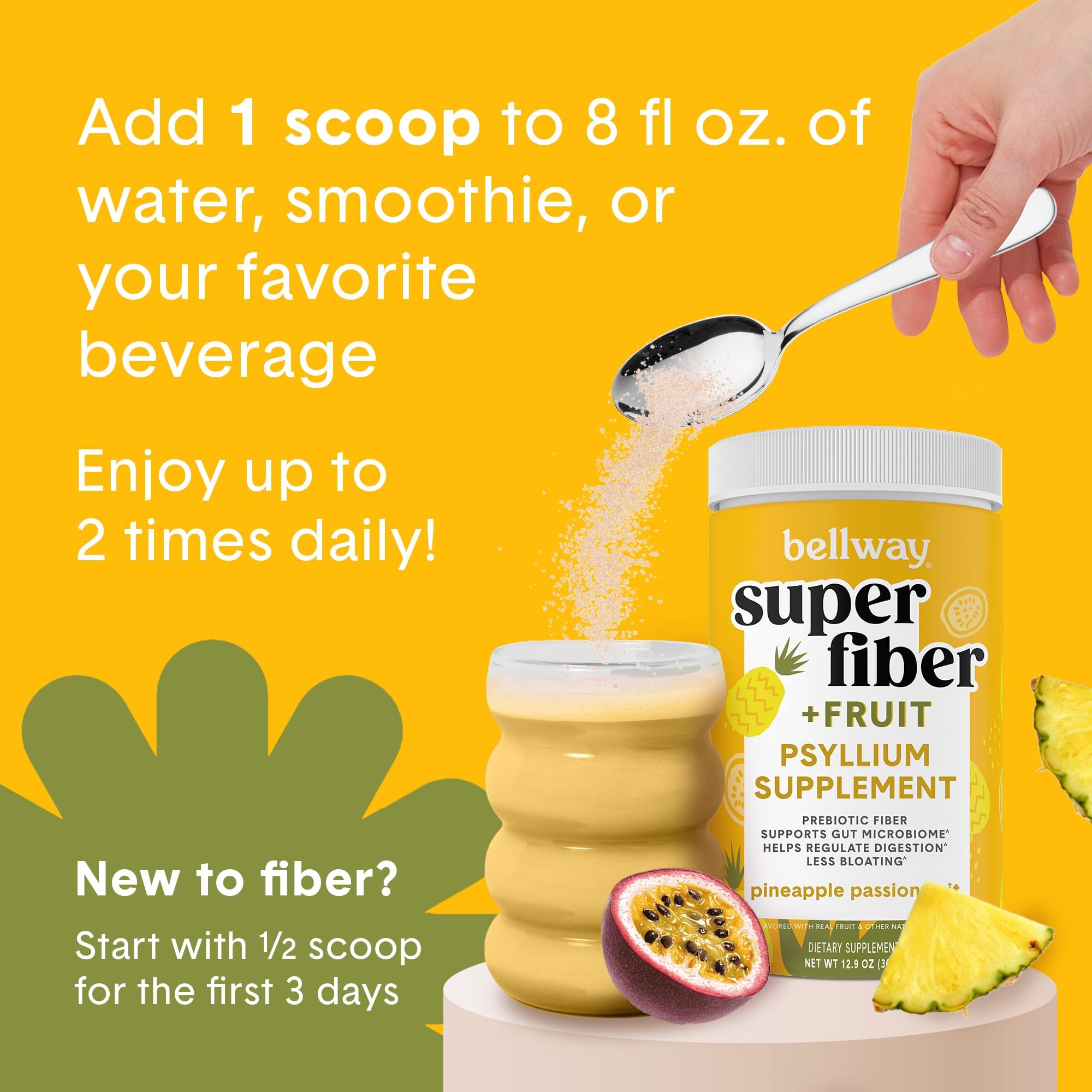 Bellway Super Fiber pineapple passion flavor hints at real fruit.