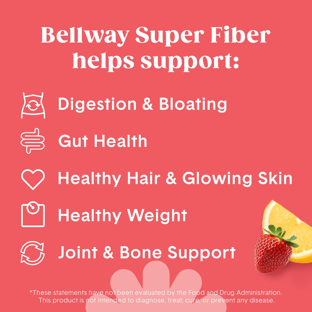 Bellway Super Fiber Powder poured into a glass for easy daily mix and taste