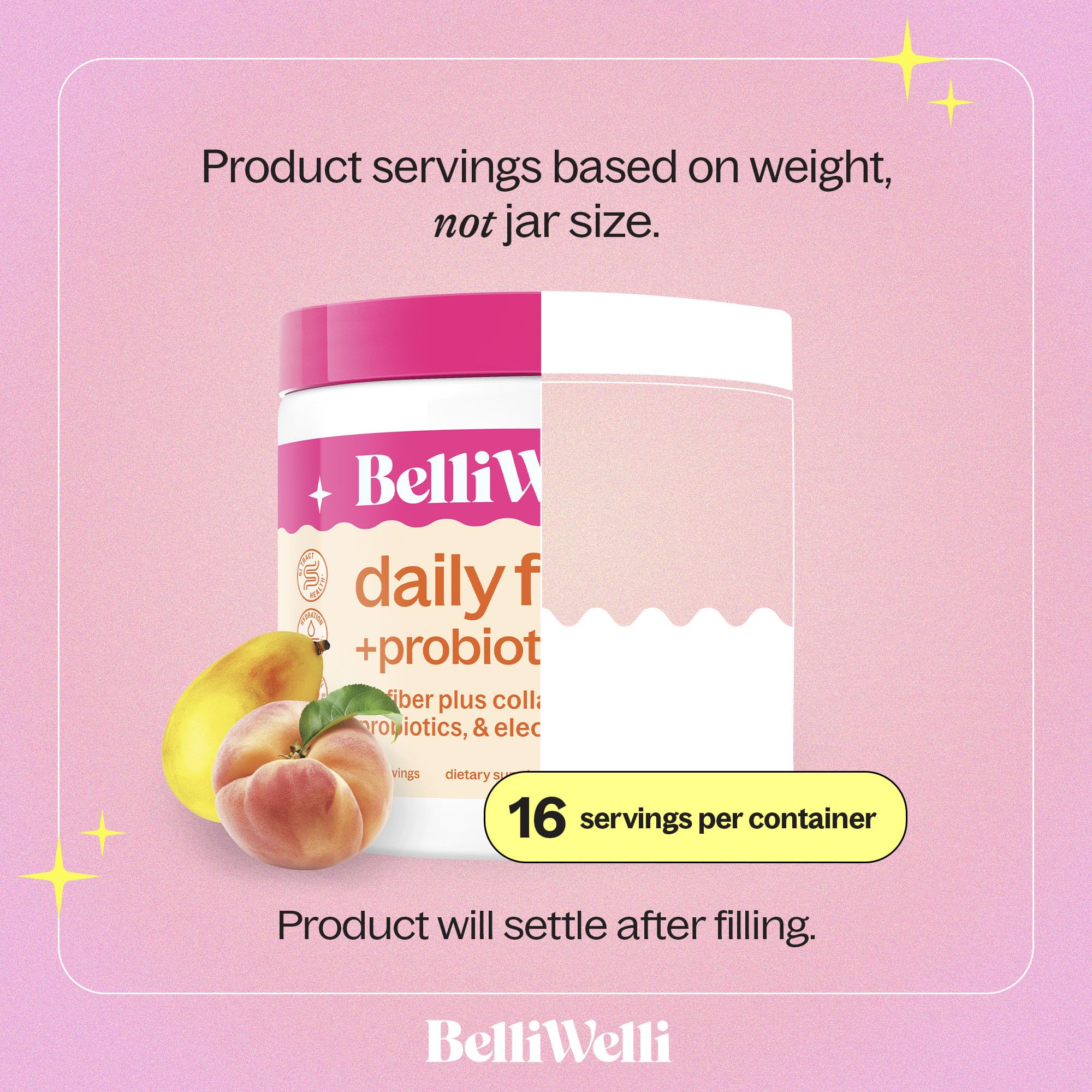 BelliWelli peach mango flavor in glass, a tasty daily ritual.