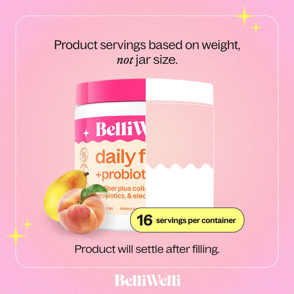 BelliWelli peach mango flavor in glass, a tasty daily ritual.