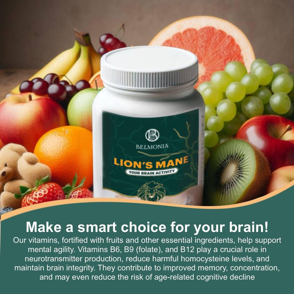 Belmonia vegan non-GMO label highlights plant-based brain support.