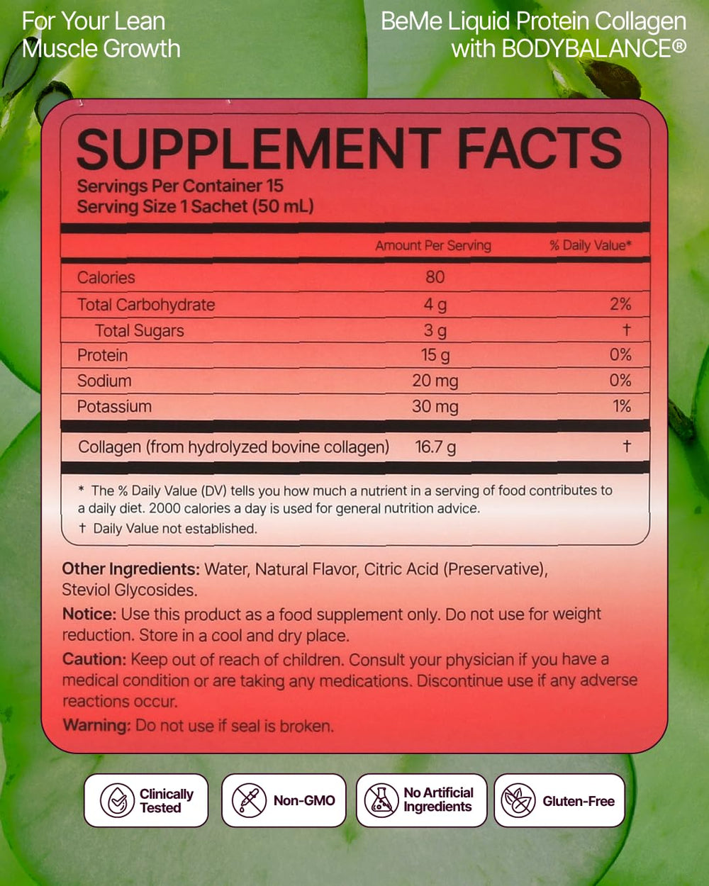 BeMe Apple flavor sachets invite taste and convenient usage.