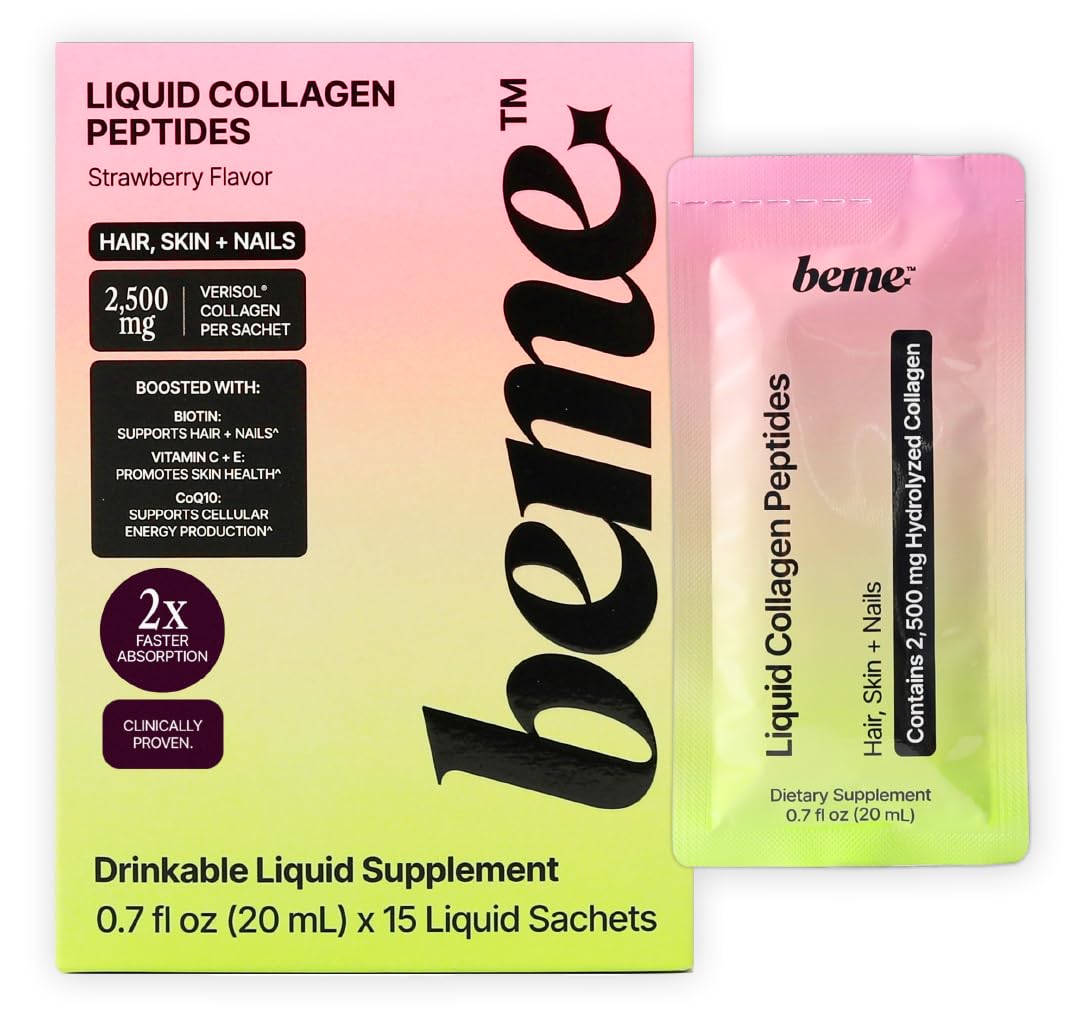 BeMe liquid collagen strawberry bottle ready for daily beauty support.