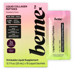 BeMe liquid collagen strawberry bottle ready for daily beauty support.