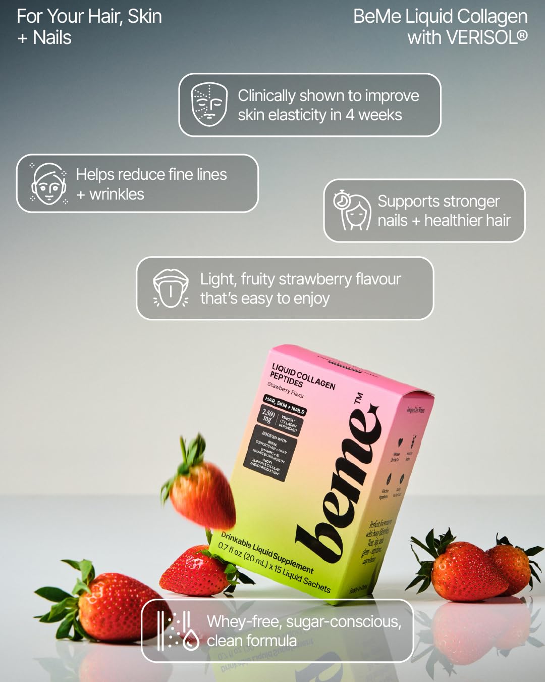 BeMe VERISOL 2500mg label highlights collagen content.