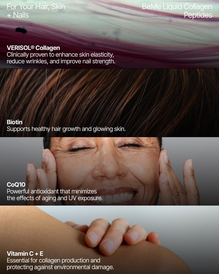 BeMe VERISOL collagen ingredients highlight skin and nails support.