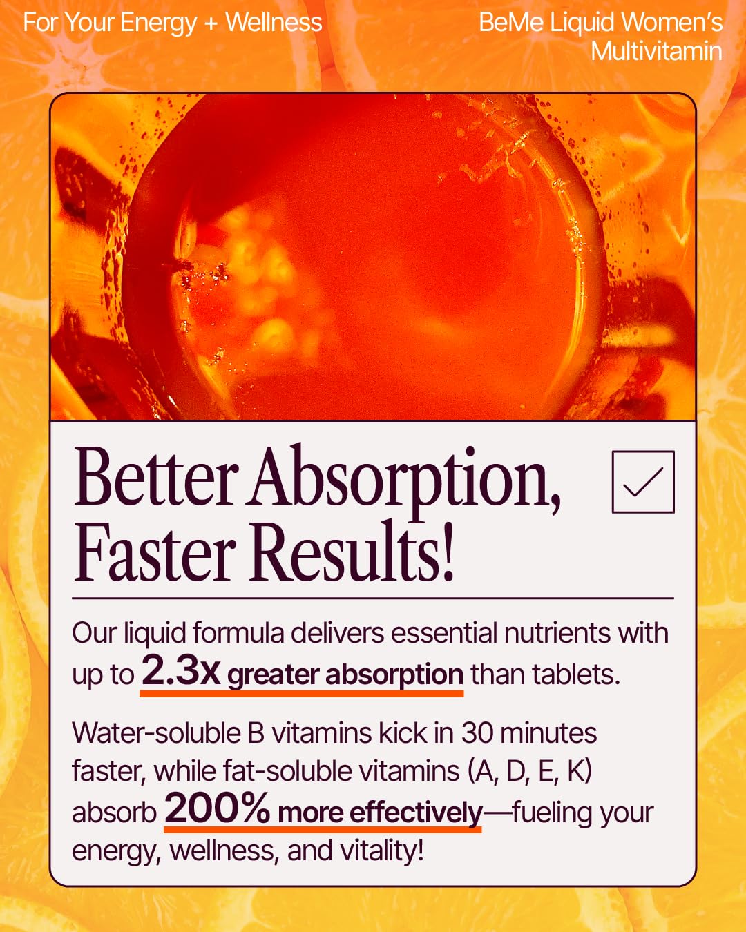 BeMe liquid multivitamins sachet dispense emphasizes quick dose on busy days