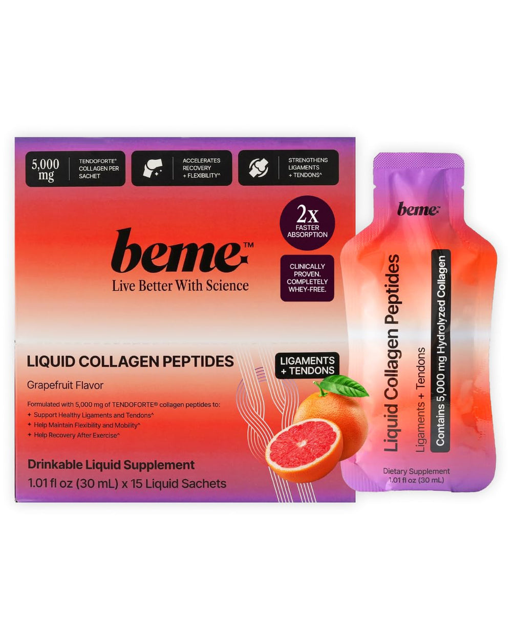 BeMe Tendon supplements bottle for convenient daily use and connective tissue support.