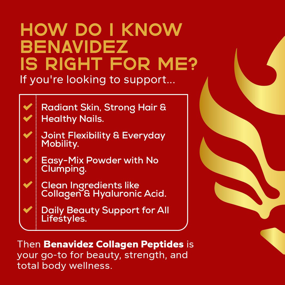Benavidez Collagen Peptides bottle hero shot highlighting 20g servings