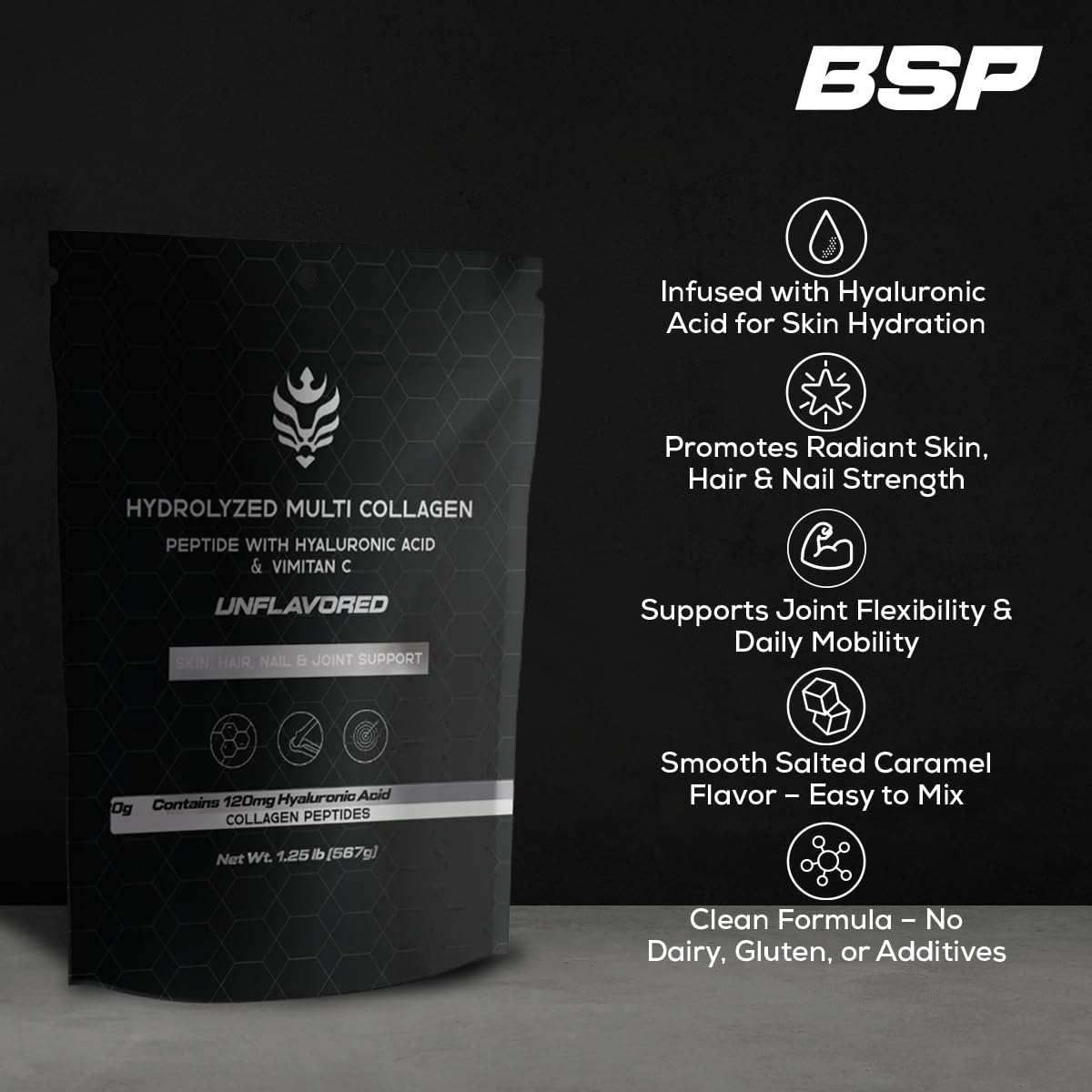 Benavidez Collagen Peptides stirred into a smoothie glass