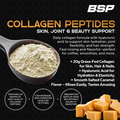 Benavidez Collagen Peptides Salted Caramel scoop ready for shakes.