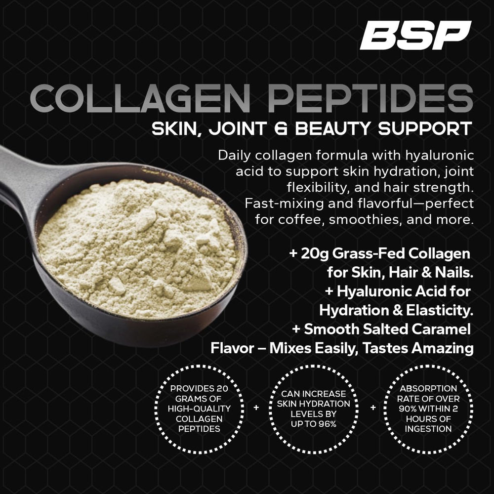 Benavidez Collagen Peptides scoop dispensed for easy mix into beverages