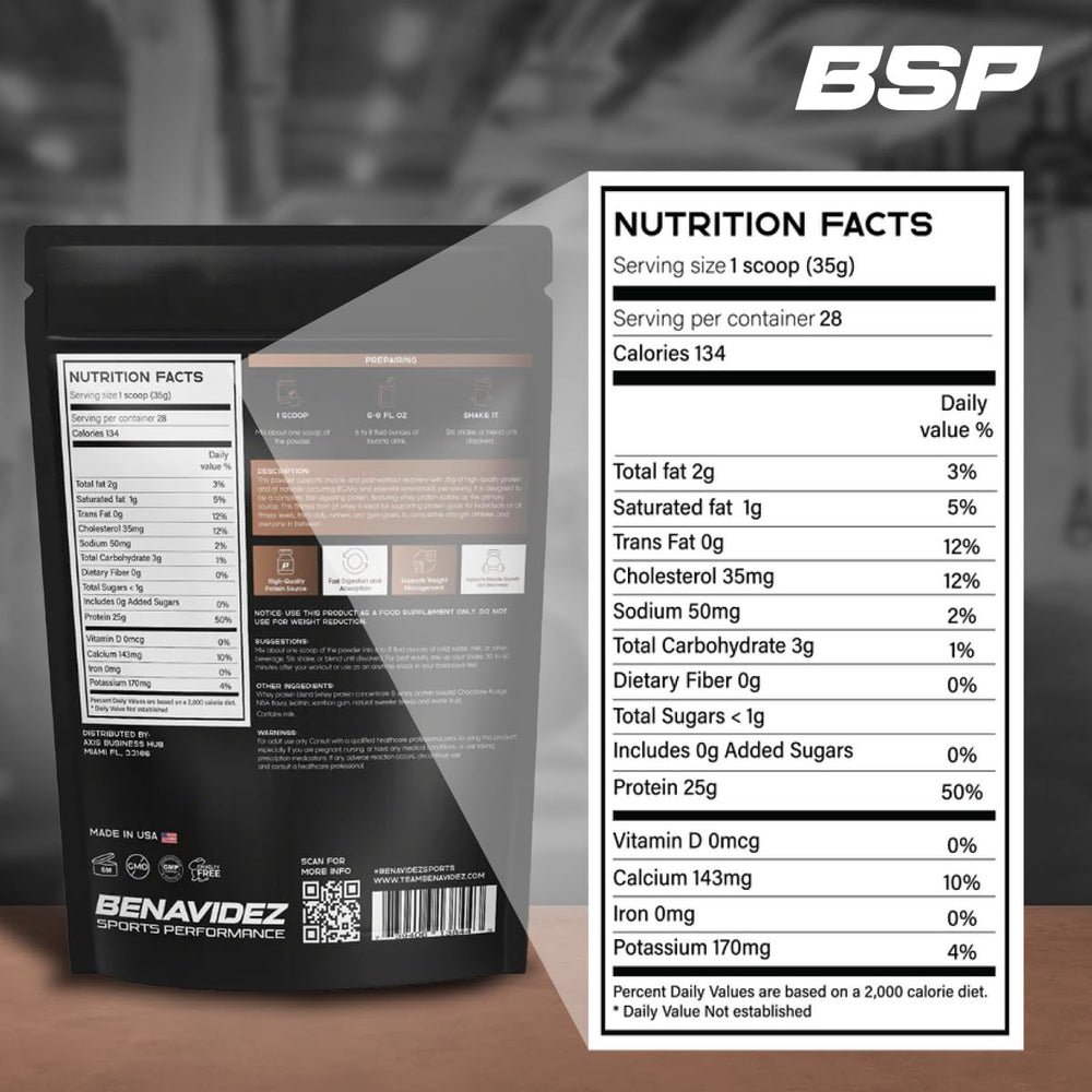 Benavidez Premium Whey Protein measuring cup image highlights convenient daily use
