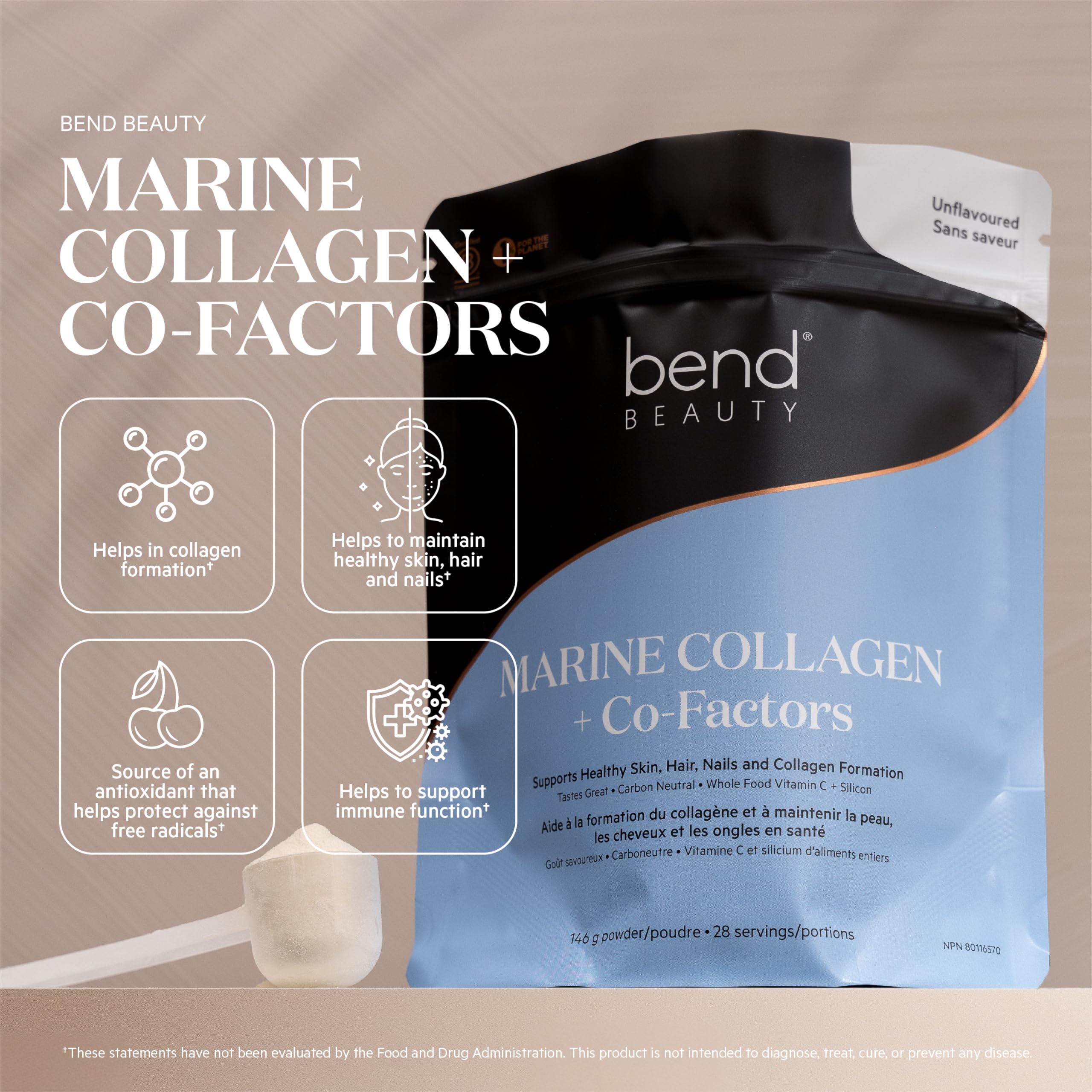 Bend Marine Collagen powder dissolving in water—easy daily mix for skin vitality.