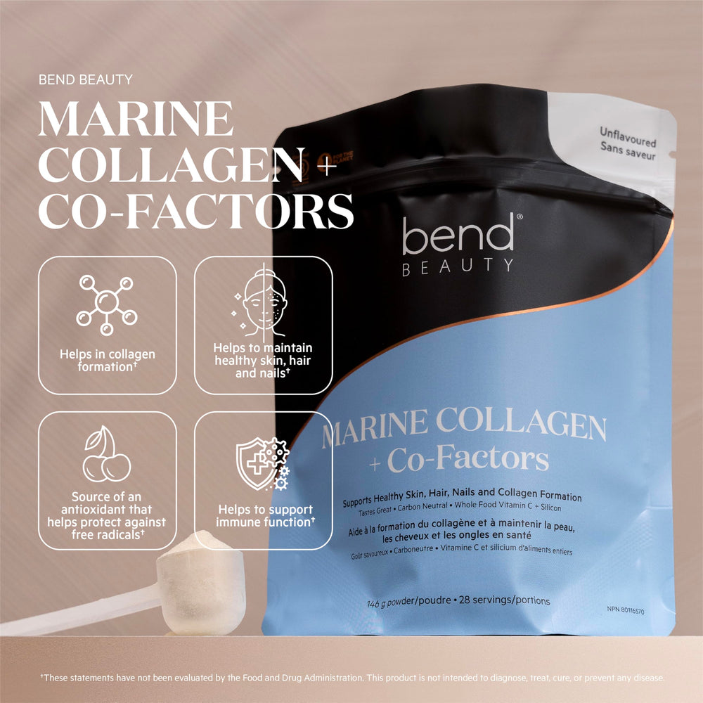 Bend Marine Collagen powder dissolving in water—easy daily mix for skin vitality.