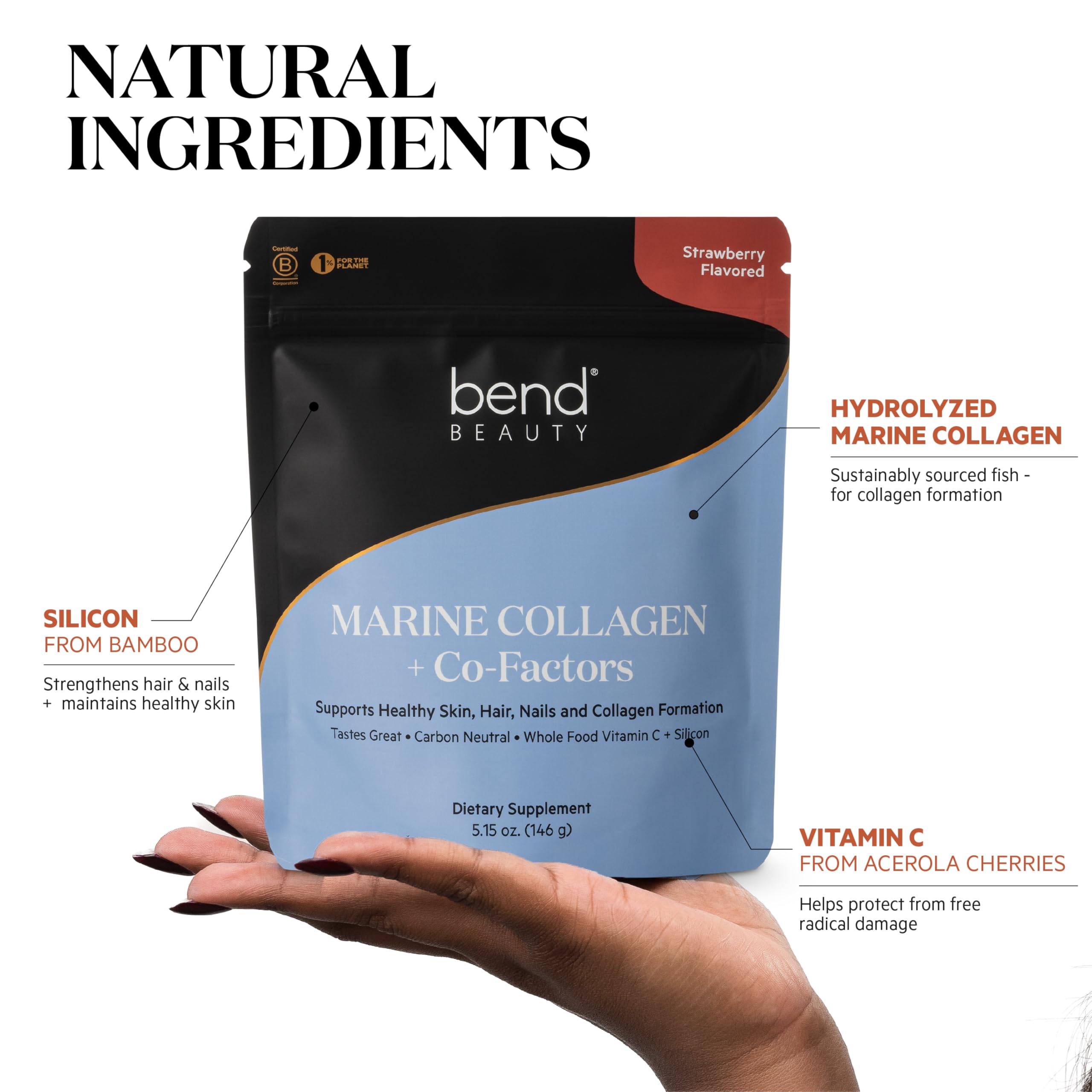 Bend Marine Collagen strawberry powder dissolving in water — smooth, enjoyable mix