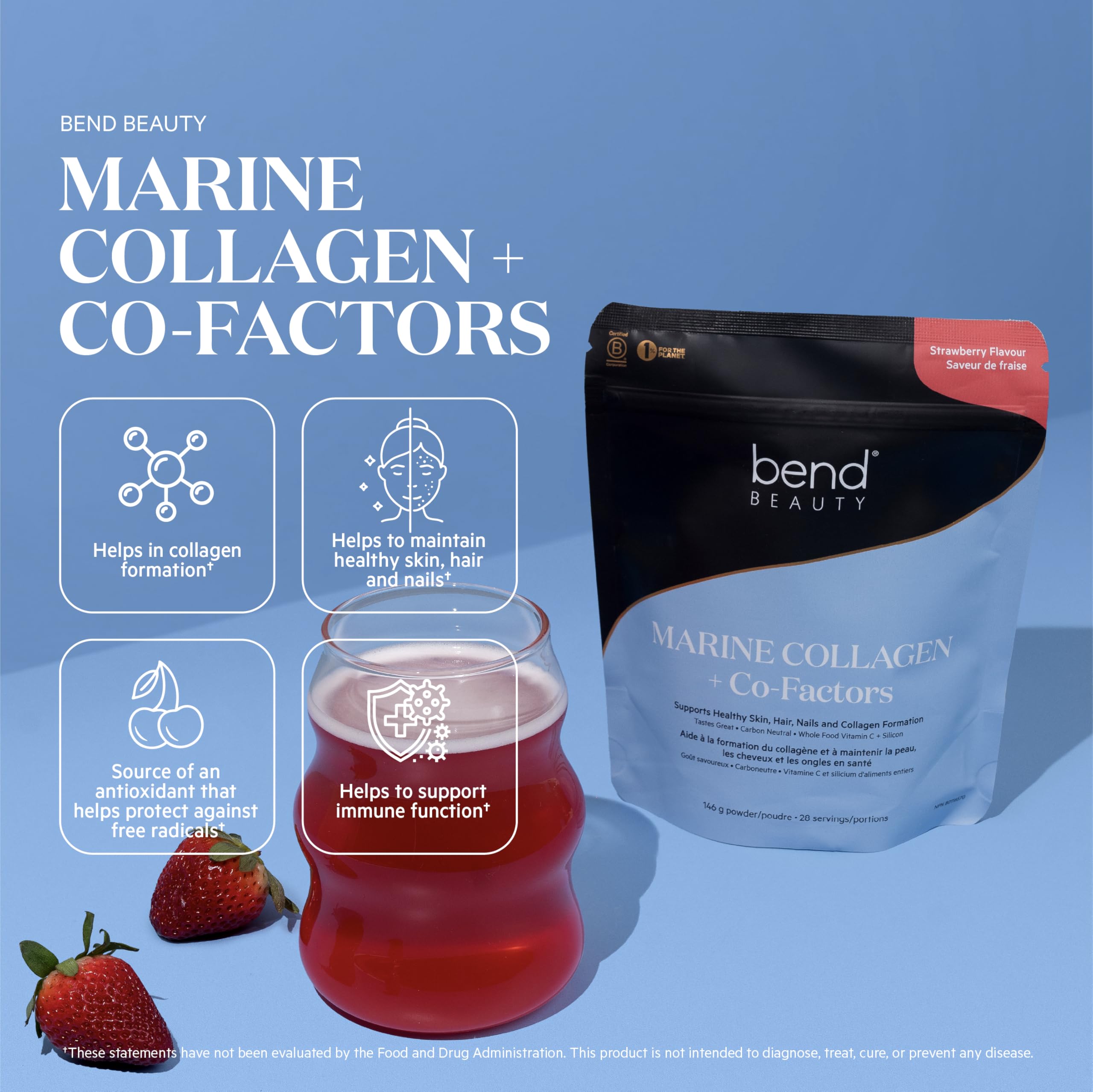 Bend Marine Collagen strawberry scoop — precise measurement for consistent intake