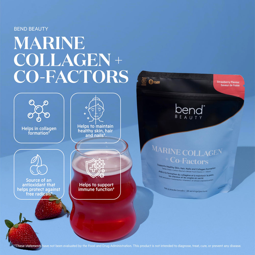 Bend Marine Collagen strawberry scoop — precise measurement for consistent intake