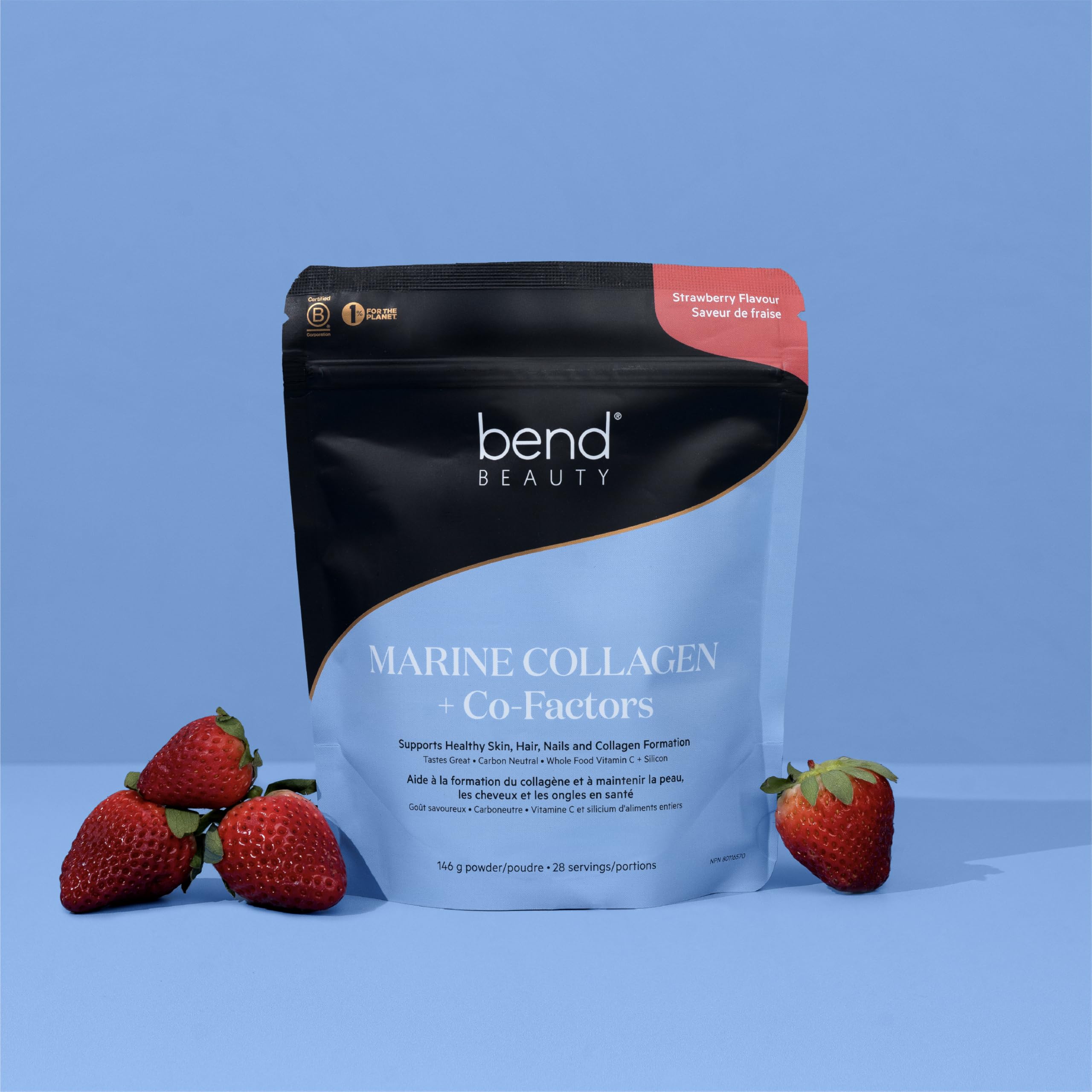Bend Marine Collagen strawberry stirring visual — quick blend into beverages