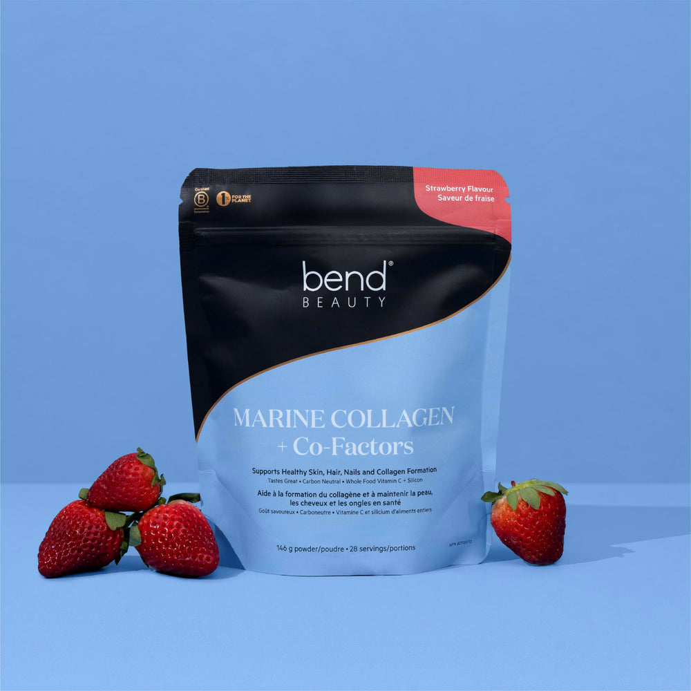 Bend Marine Collagen strawberry stirring visual — quick blend into beverages