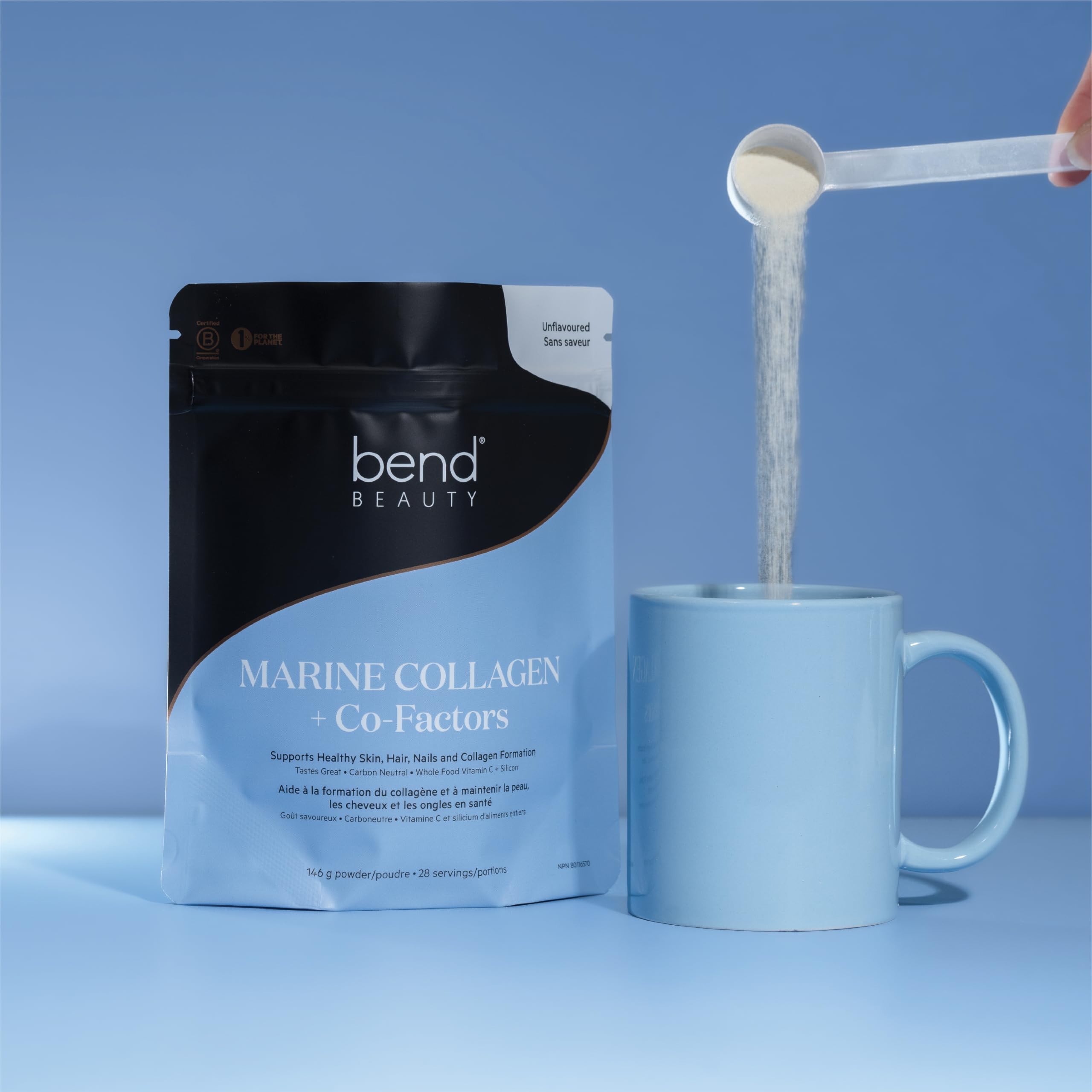 Bend Measuring spoon—precise 2.5 teaspoon daily dose.