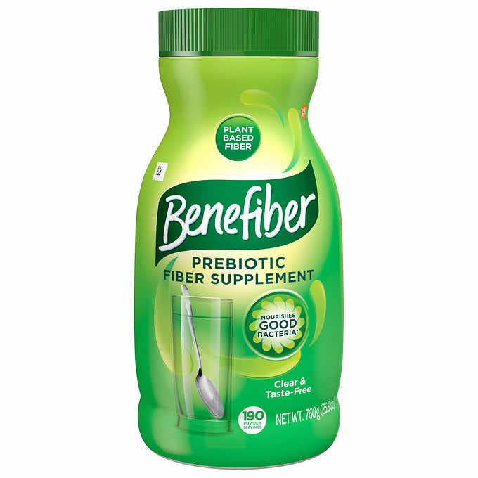 Benefiber powder dissolves clear in drinks, adding prebiotic fiber without altering taste