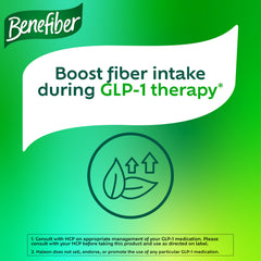 Benefiber prebiotic-probiotic fiber blend bottle highlighting ingredients.