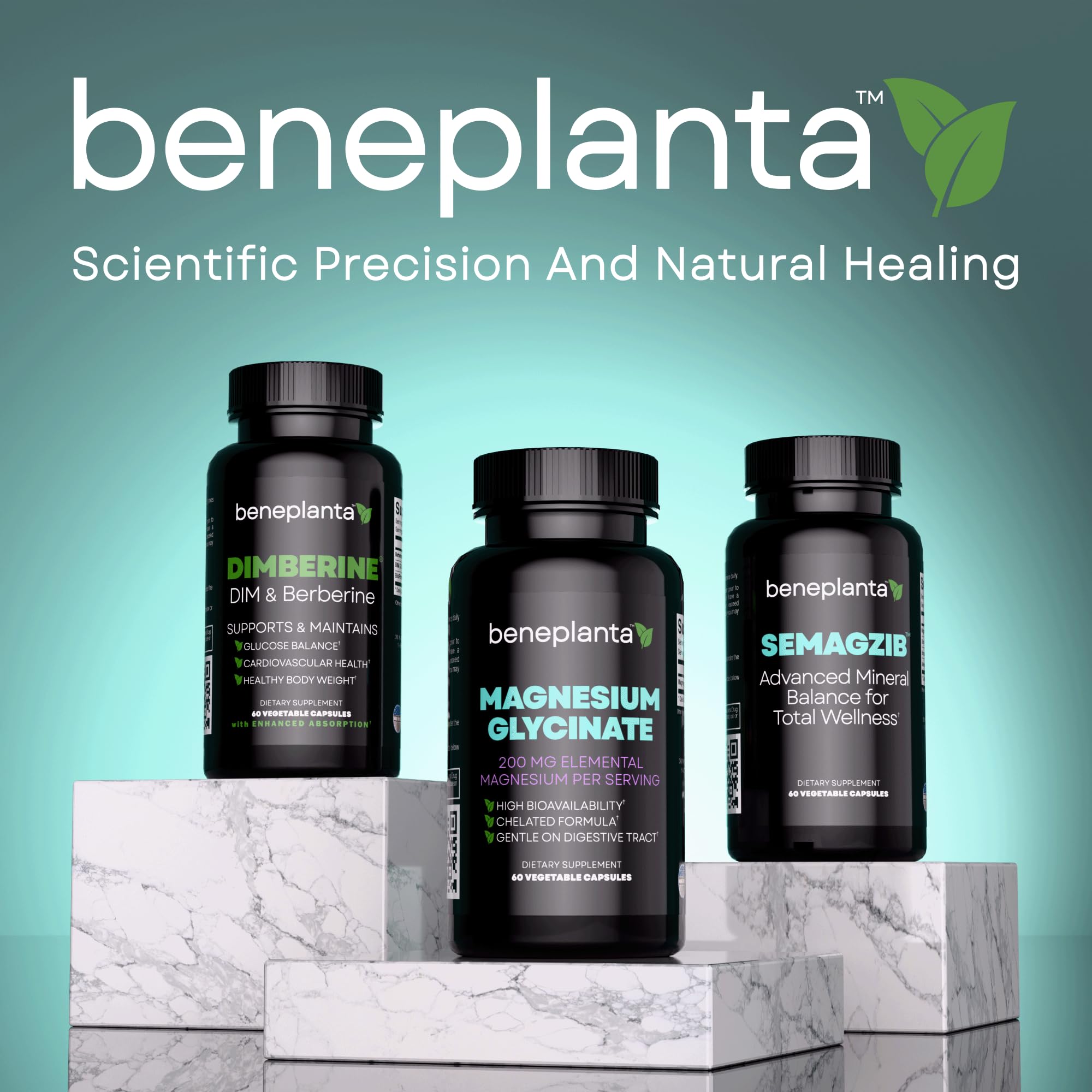 Beneplanta Magnesium Glycinate 200mg | High Absorption Sleep Support — 60 Capsules