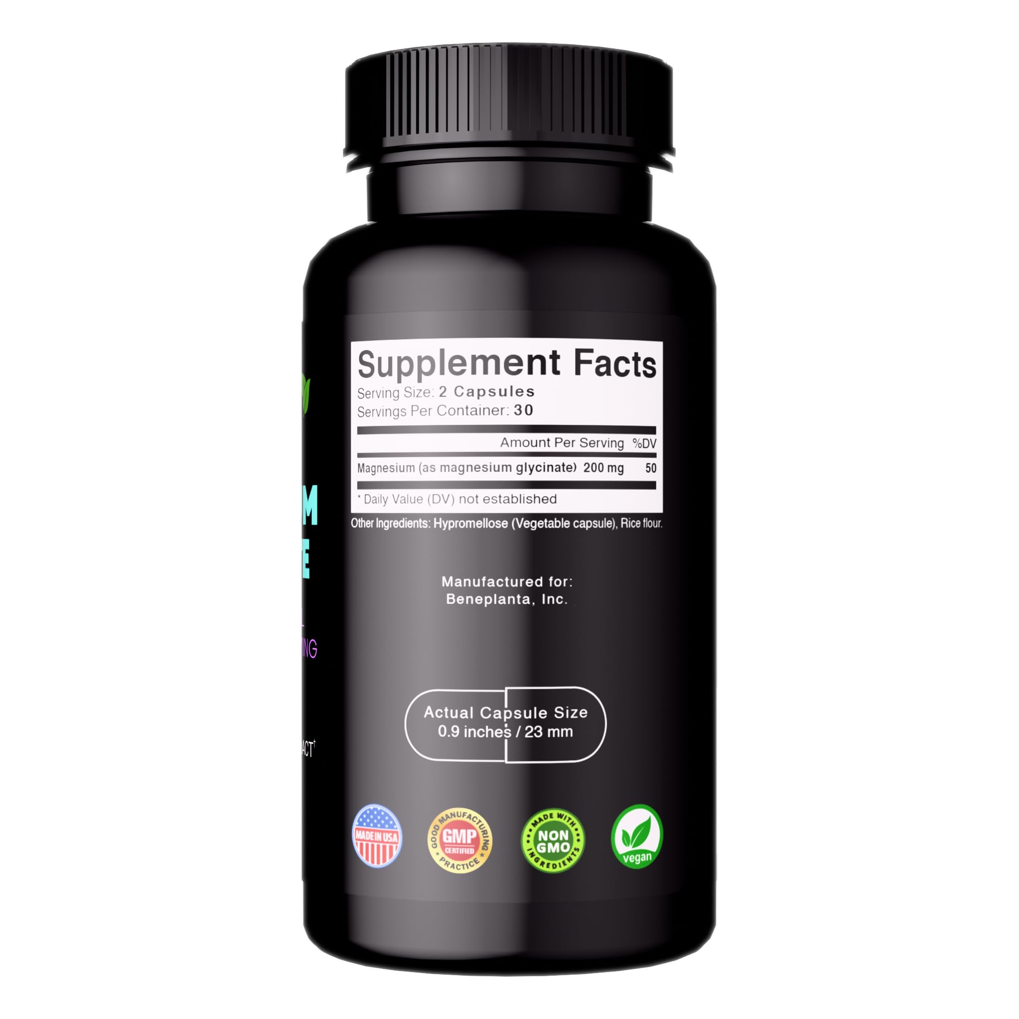 Beneplanta label showing USA manufacturing and third-party testing for quality.