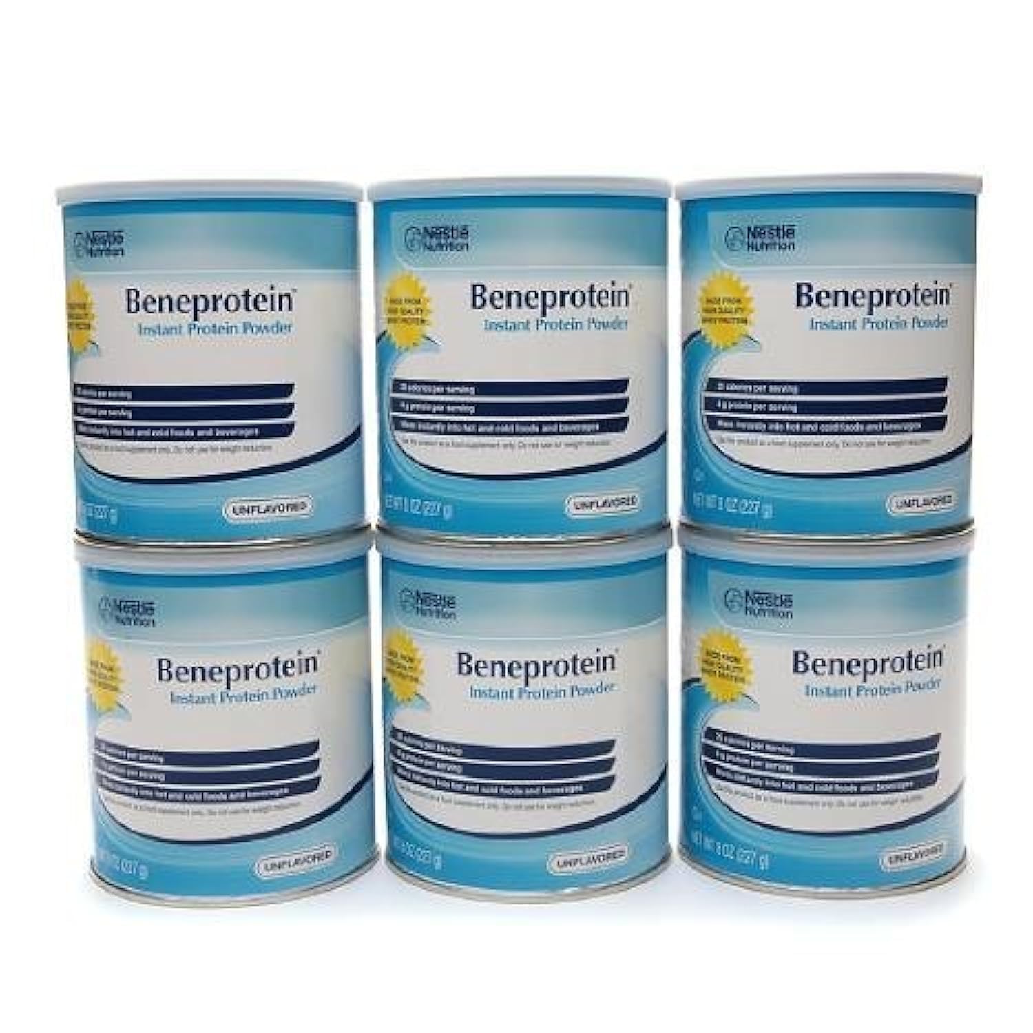 Beneprotein unflavored whey powder canister for easy protein boost.