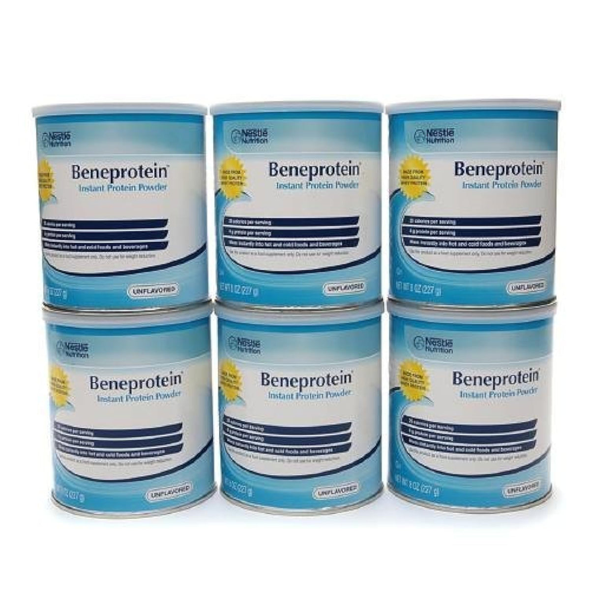 Beneprotein unflavored whey powder canister for easy protein boost.