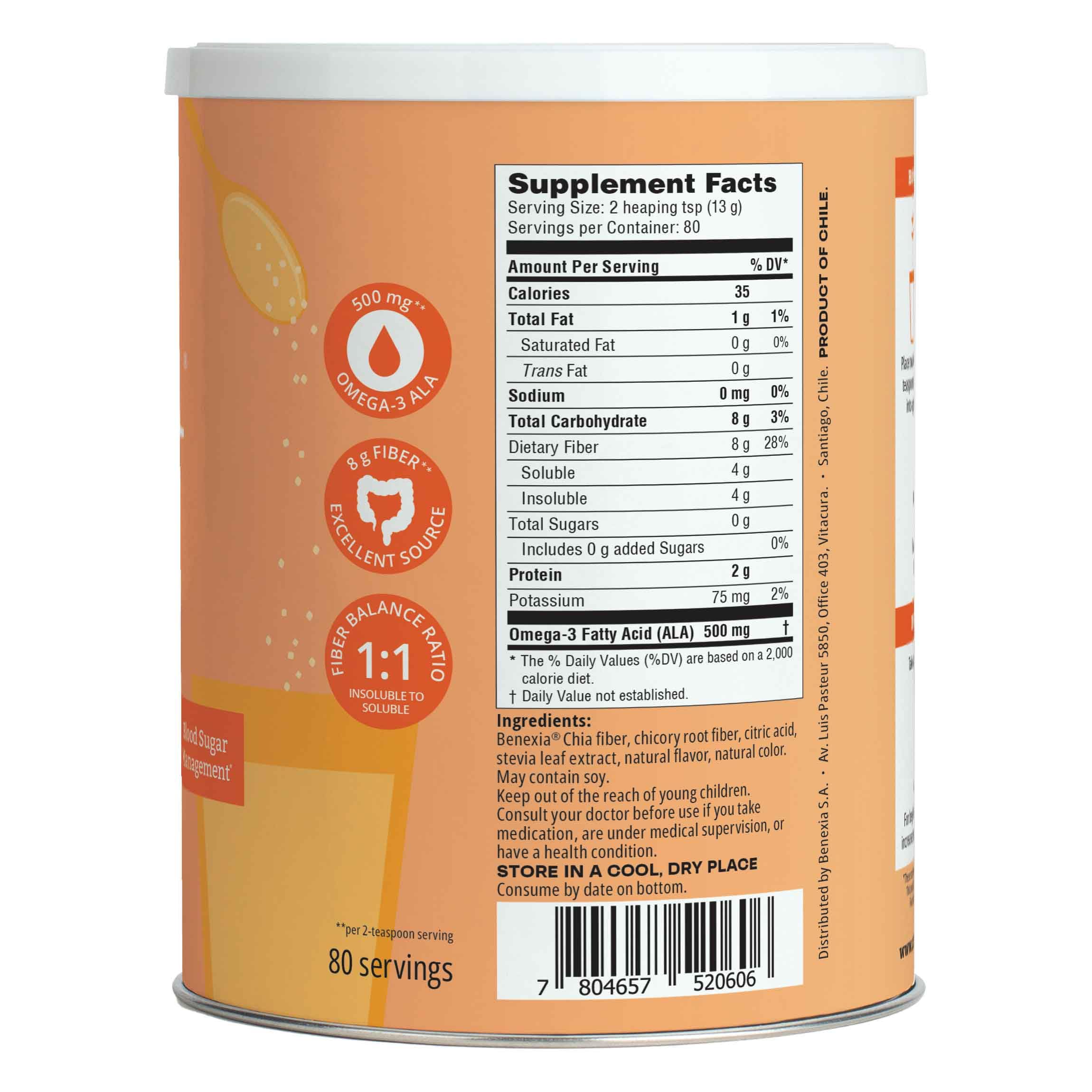 Benexia Chiamucil packaging box highlights gluten-free, non-GMO ingredients