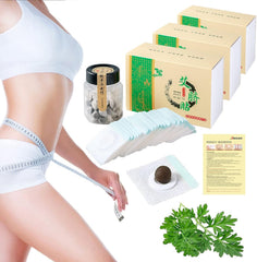 Benjen Mugwort Belly Patch on the navel area for overnight comfort.