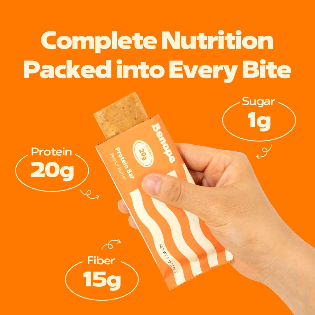 Serving-cut view shows quick energy boost from a BENOPE bar.