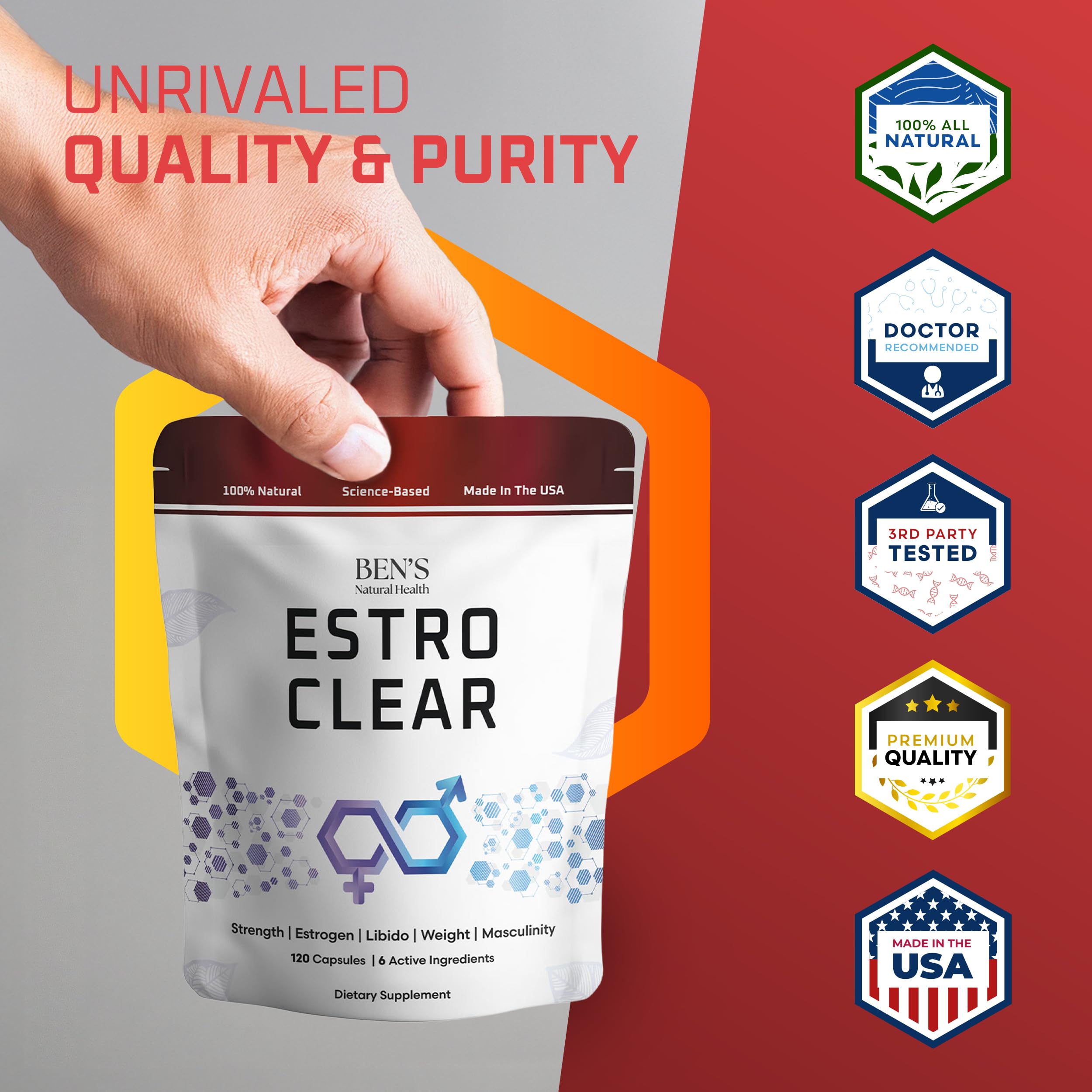 Astragalus component on Estro Clear packaging suggesting vitality support