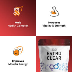 Estro Clear capsules close-up, vegan formula supporting hormonal balance